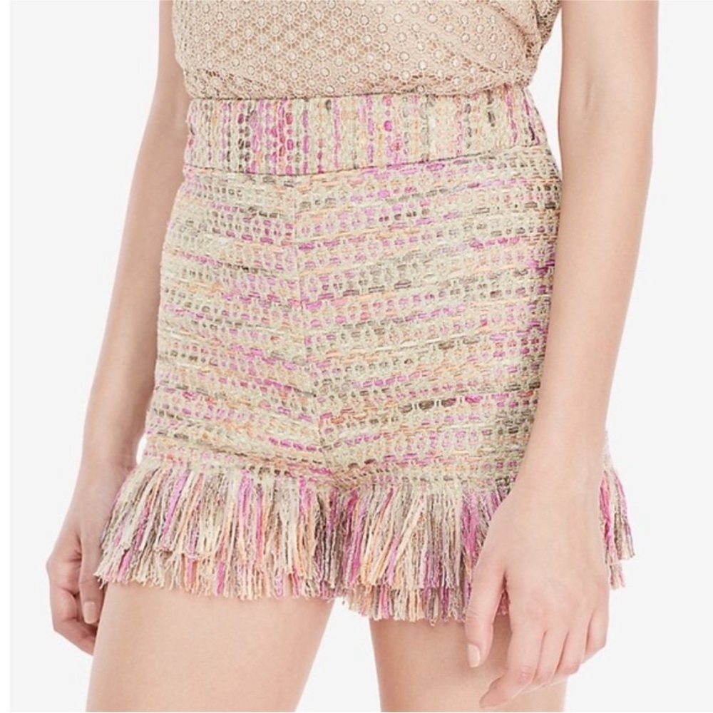NWT! Diane Von Furstenburg Ray Metallic Tweed Fringe Shorts Sz 2